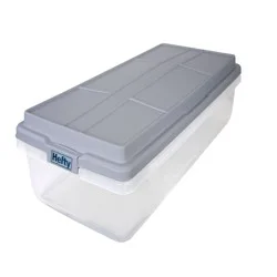 Hefty 63qt Hi-Rise Underbed Clear Storage: Plastic Utility Bin with Locking Handles & Latches, Long Universal Storage