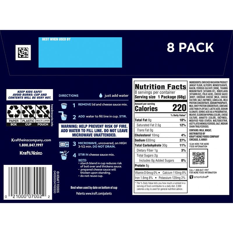 slide 9 of 9, Kraft Deluxe Original Mac and Cheese Cups Easy Microwavable Dinner - 19.12oz/8ct, 19.12 oz, 8 ct