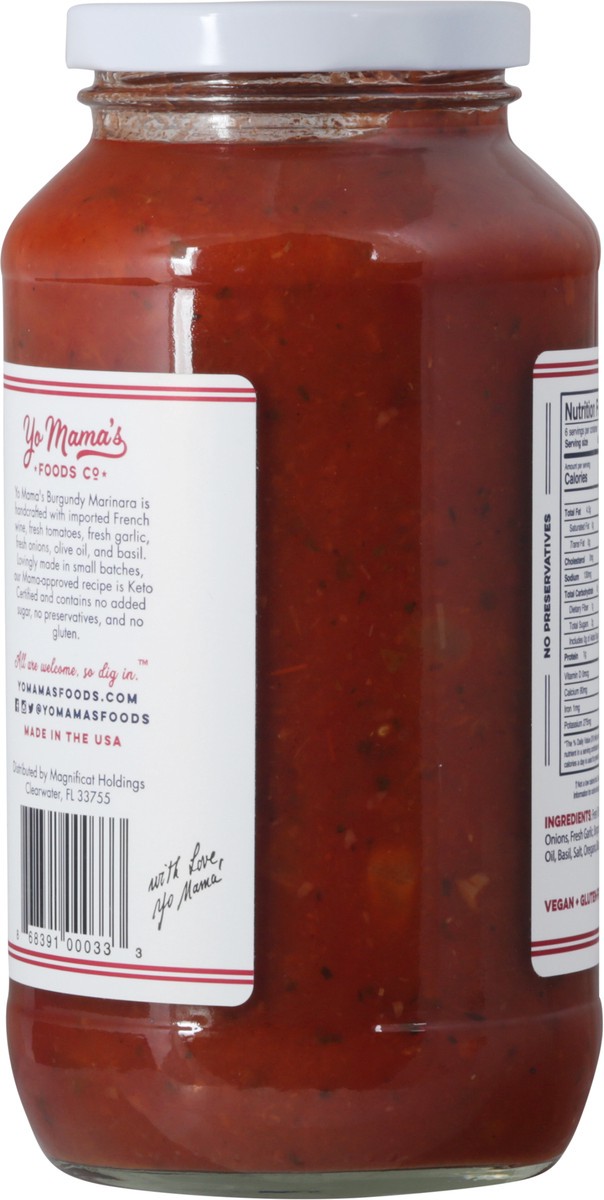 slide 5 of 9, Yo Mama's Burgundy Wine Marinara, 25 oz