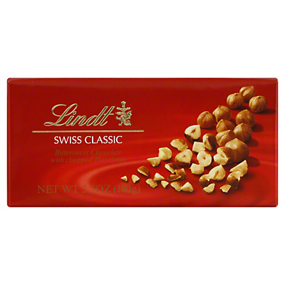 slide 1 of 1, Lindt Swiss Classic Chocolate, Bittersweet, With Chopped Hazelnuts, 3 oz