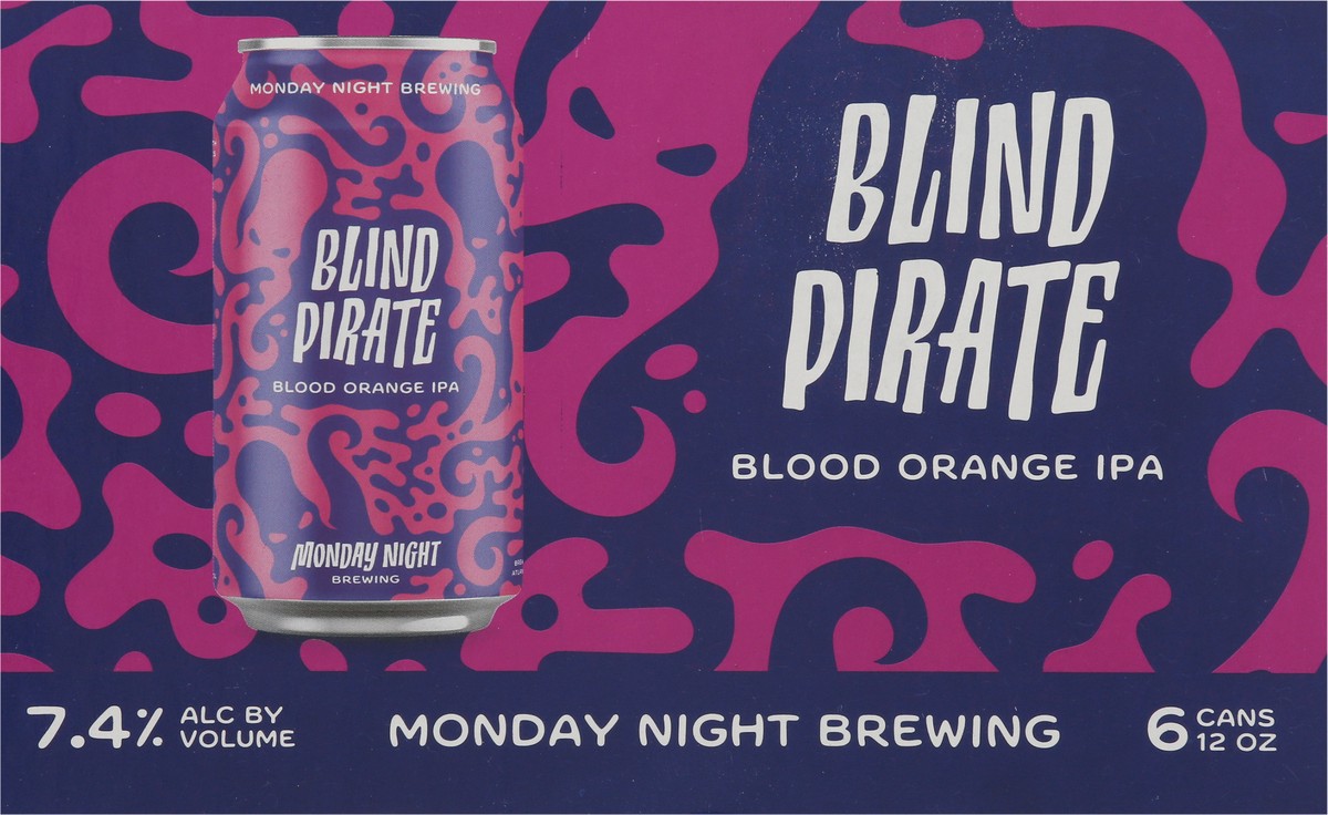 slide 9 of 9, Monday Night Brewing Blind Pirate IPA Blood Orange Beer 6 - 12 oz Cans, 6 ct; 12 oz