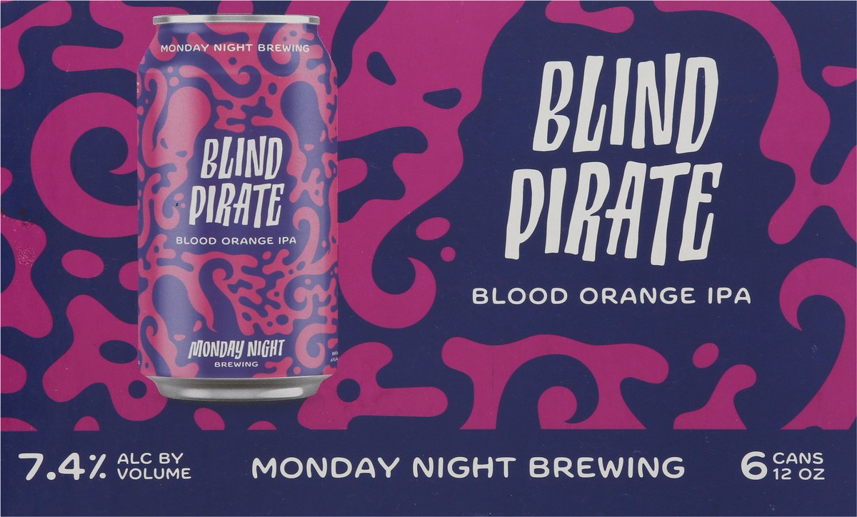 slide 2 of 9, Monday Night Brewing Blind Pirate IPA Blood Orange Beer 6 - 12 oz Cans, 6 ct; 12 oz