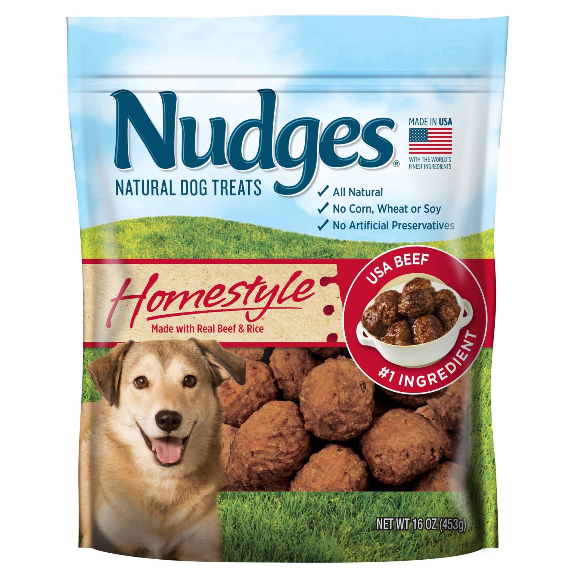 slide 1 of 1, Nudges Homestyle Beef Meatballs Natural Dog Treats, 16 oz