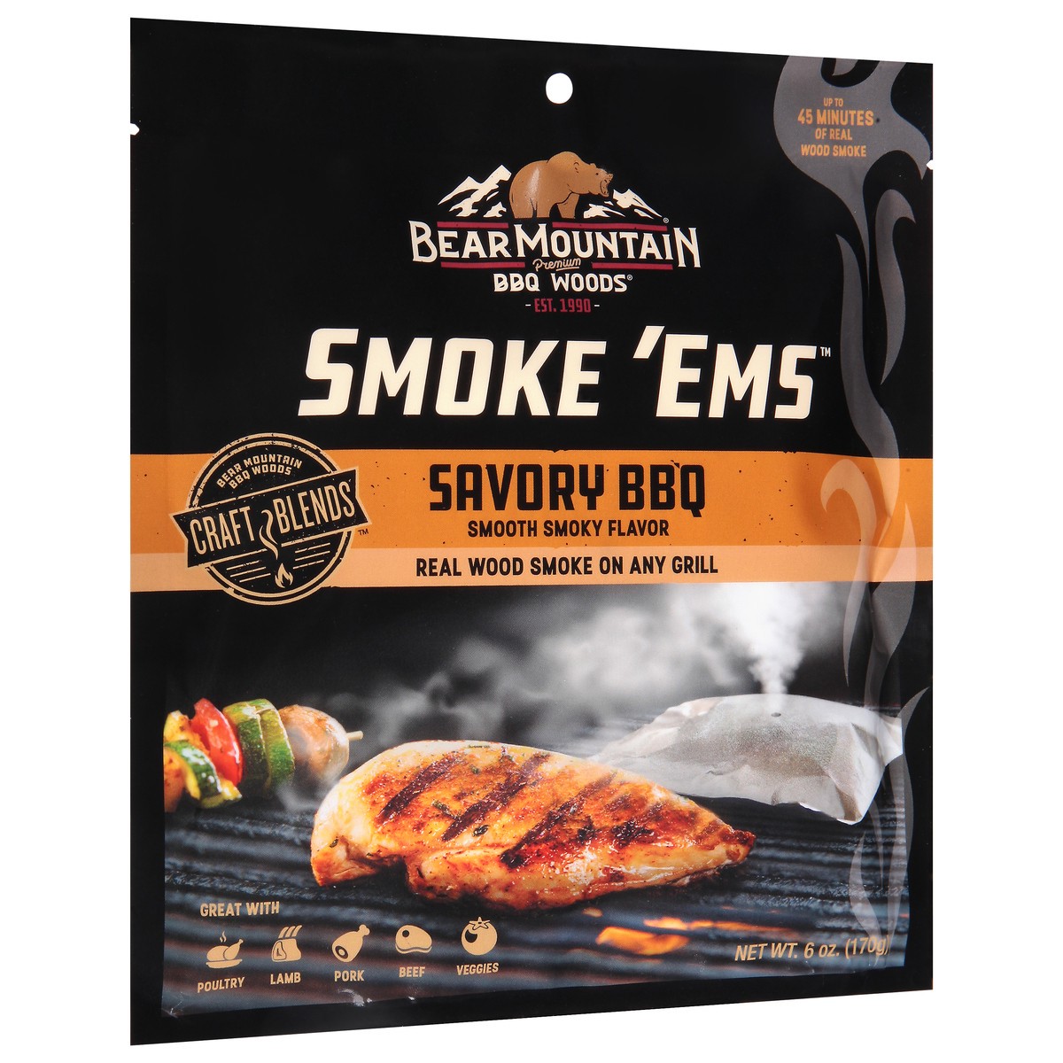 slide 10 of 12, Bear Mountain BBQ Woods Smoke 'Ems Savory Savory BBQ 6 oz, 6 oz