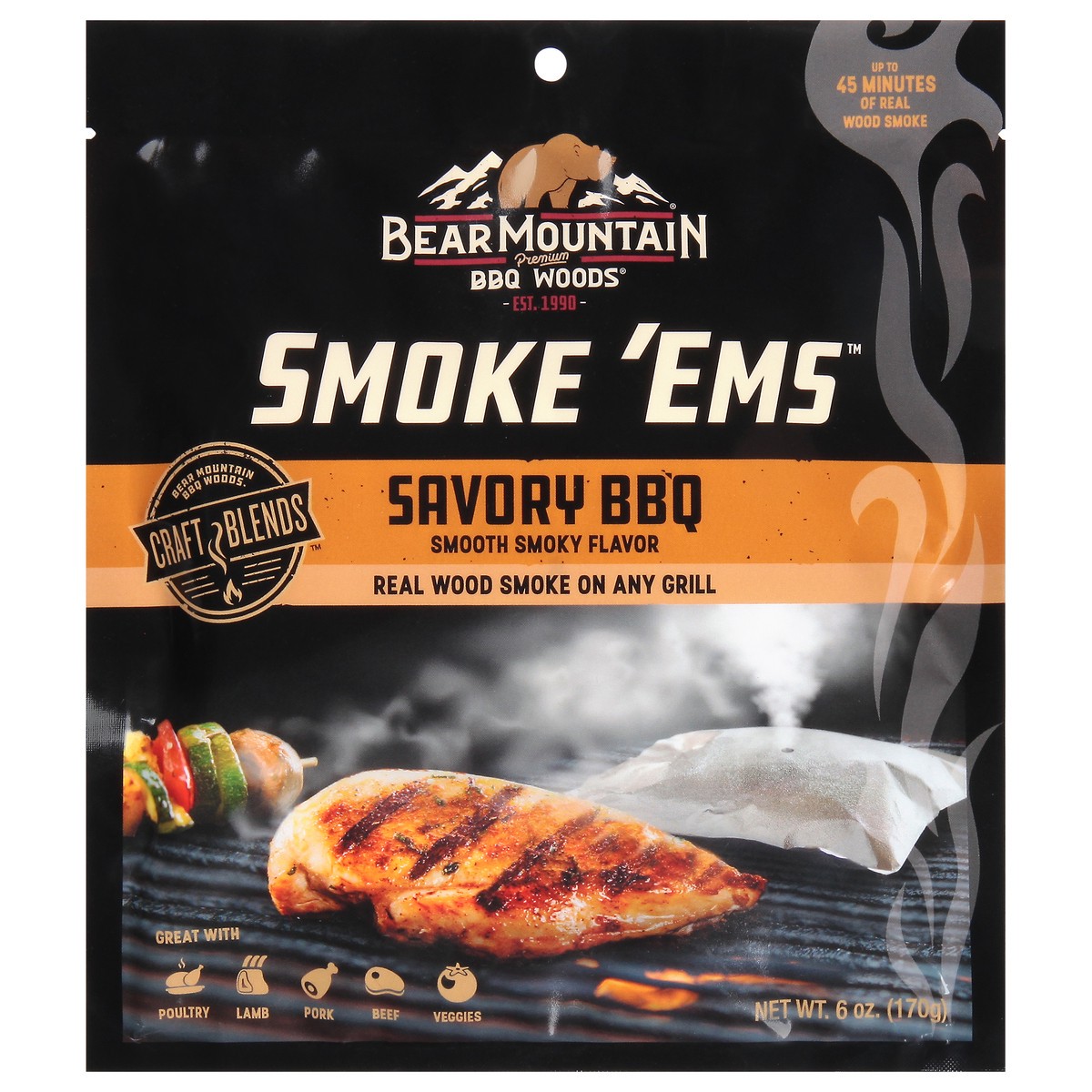 slide 5 of 12, Bear Mountain BBQ Woods Smoke 'Ems Savory Savory BBQ 6 oz, 6 oz