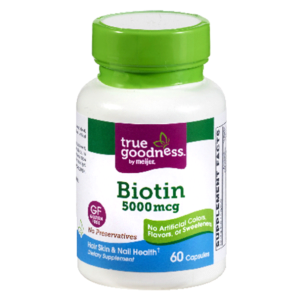 slide 1 of 1, True Goodness Biotin, 60 ct; 5000 mcg