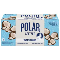 Polar Seltzer, Toasted Coconut, 8 x 12 oz