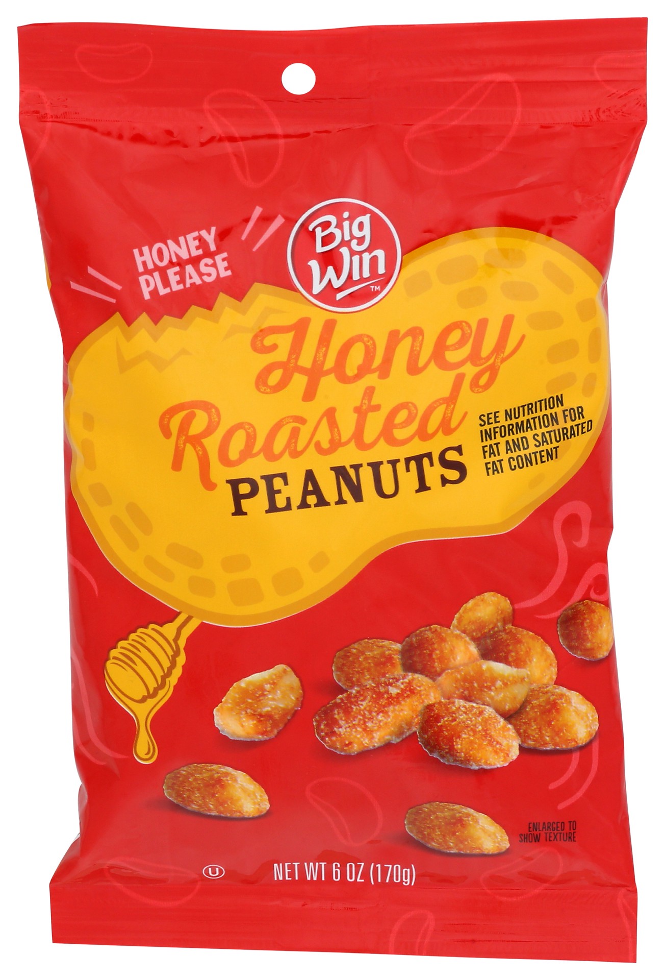 slide 1 of 2, Big Win Honey Roasted Peanuts, 6 oz