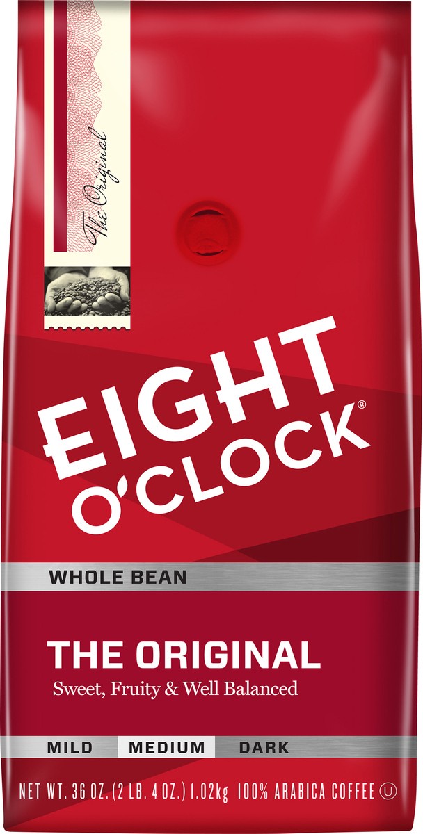 slide 4 of 4, Eight O'Clock Coffee Original Whole Bean Medium Roast Coffee, 36 oz
