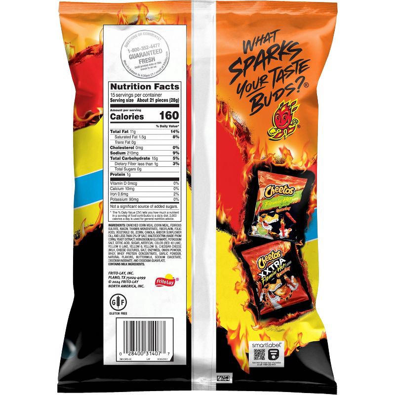 slide 2 of 8, Cheetos Crunch Flamin' Hot Crunchy Flavored Party Size Snacks - 15oz, 15 oz