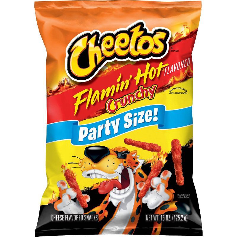 slide 1 of 8, Cheetos Crunch Flamin' Hot Crunchy Flavored Party Size Snacks - 15oz, 15 oz