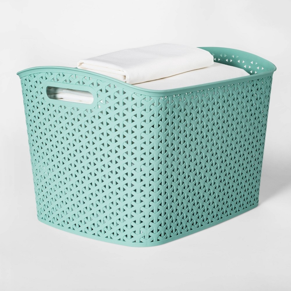 slide 2 of 3, Y-Weave XL Curved Decorative Storage Basket Jade Dust - Room Essentials, 1 ct