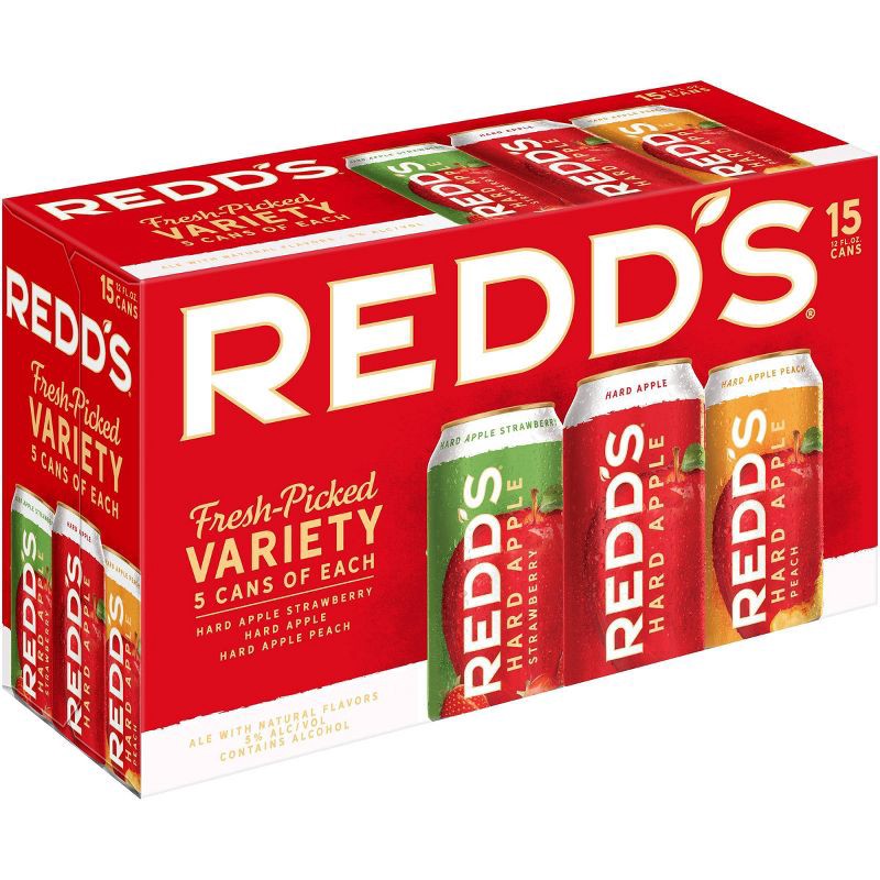 slide 1 of 4, Redd's Hard Apple Variety Pack - 15pk/12 fl oz Cans, 15 ct; 12 fl oz