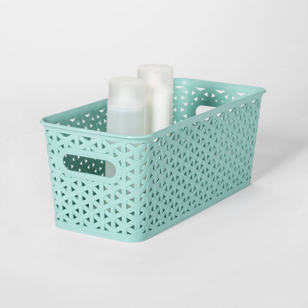 slide 2 of 3, Y-Weave Half Medium Decorative Storage Basket Jade Dust - Room Essentials, 1 ct
