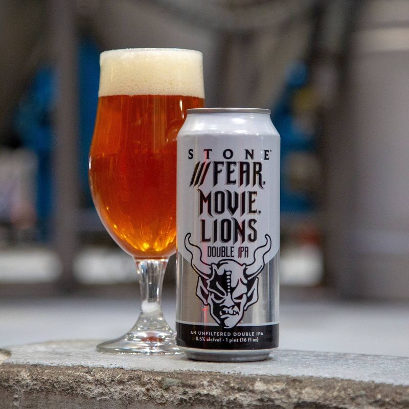 slide 3 of 5, Stone ///Fear.Movie.Lions Double IPA Beer - 6pk/16 fl oz Cans, 6 ct; 16 fl oz