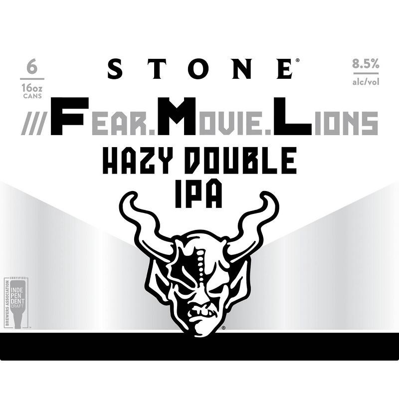 slide 1 of 5, Stone ///Fear.Movie.Lions Double IPA Beer - 6pk/16 fl oz Cans, 6 ct; 16 fl oz