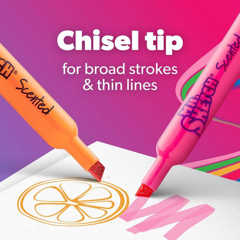 slide 6 of 6, Mr. Sketch 22pk Scented Markers Chisel Tip: Bold Artist Markers for Kids, Multicolored School Supplies, Ages 3+, 22 ct