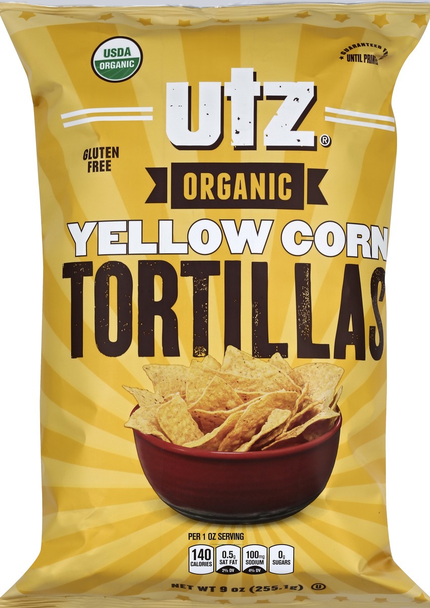 slide 5 of 5, Utz Organic Yellow Tortilla, 9 oz