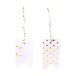 12ct To & From Gift Tags White/Gold - Spritz™