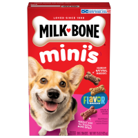 slide 15 of 19, Milk-Bone Mini's Dog Treat Biscuits with Bacon, Chicken & Beef Flavor Snacks - 15oz, 15 oz