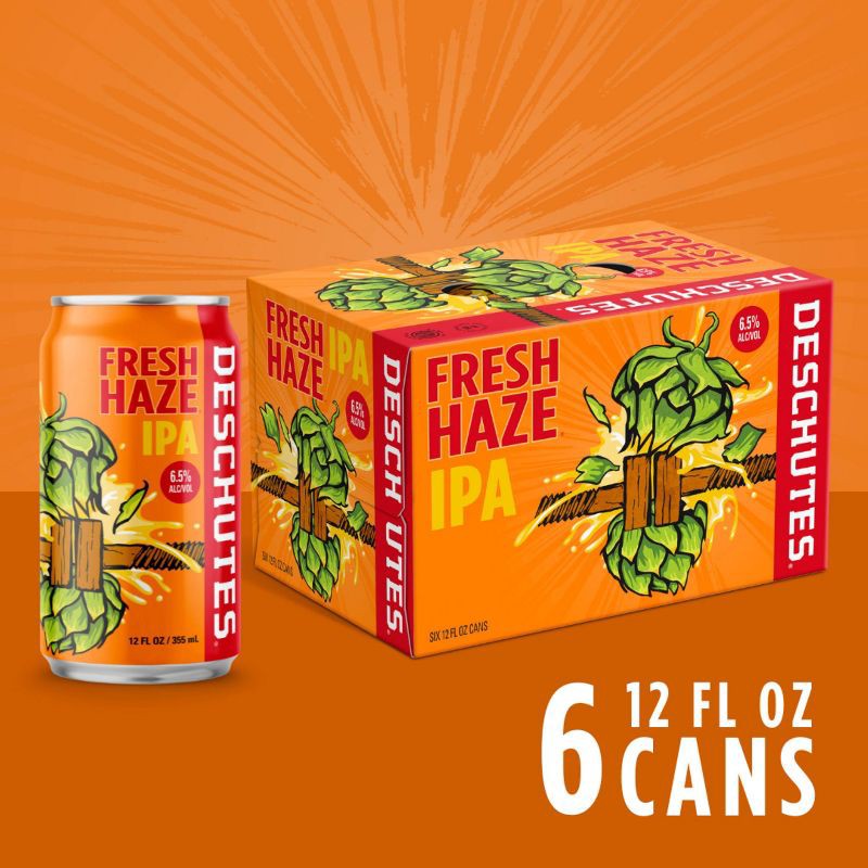 slide 2 of 6, Deschutes Brewery Deschutes Fresh Haze Hazy IPA Beer - 6pk/12 fl oz Cans, 6 ct; 12 fl oz