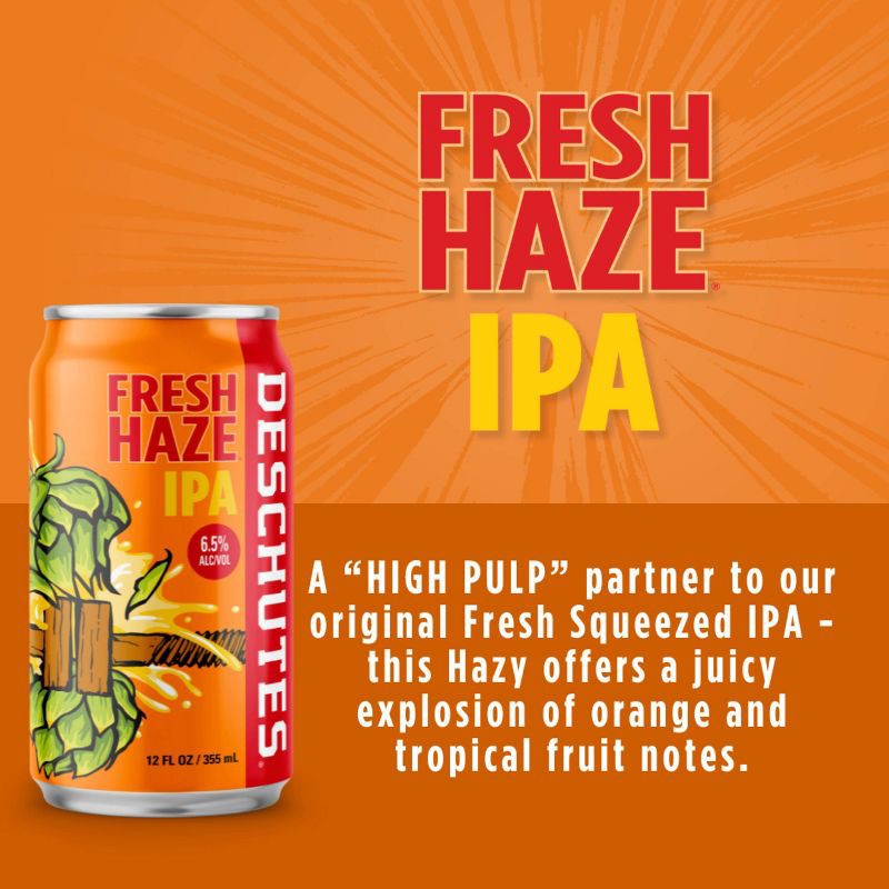 slide 3 of 6, Deschutes Brewery Deschutes Fresh Haze Hazy IPA Beer - 6pk/12 fl oz Cans, 6 ct; 12 fl oz