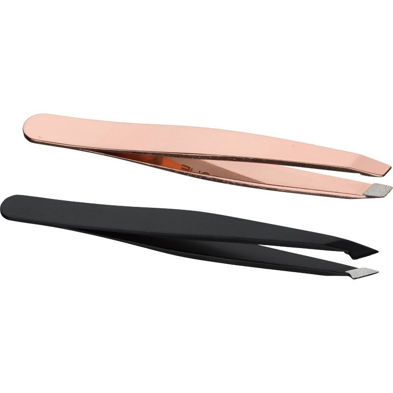 slide 2 of 9, JAPONESQUE Pointed-Slant & Slant Tweezers - Rose Gold, 1 ct