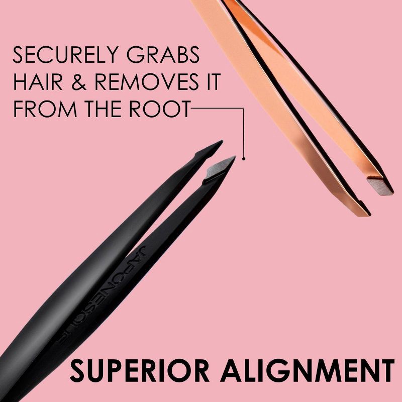 slide 6 of 9, JAPONESQUE Pointed-Slant & Slant Tweezers - Rose Gold, 1 ct