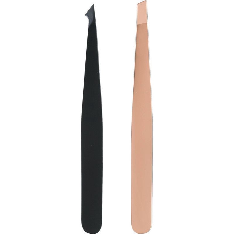 slide 7 of 8, JAPONESQUE Pointed-Slant & Slant Tweezers - Rose Gold, 1 ct