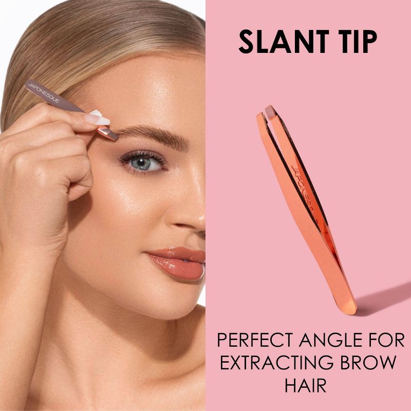 slide 8 of 9, JAPONESQUE Pointed-Slant & Slant Tweezers - Rose Gold, 1 ct