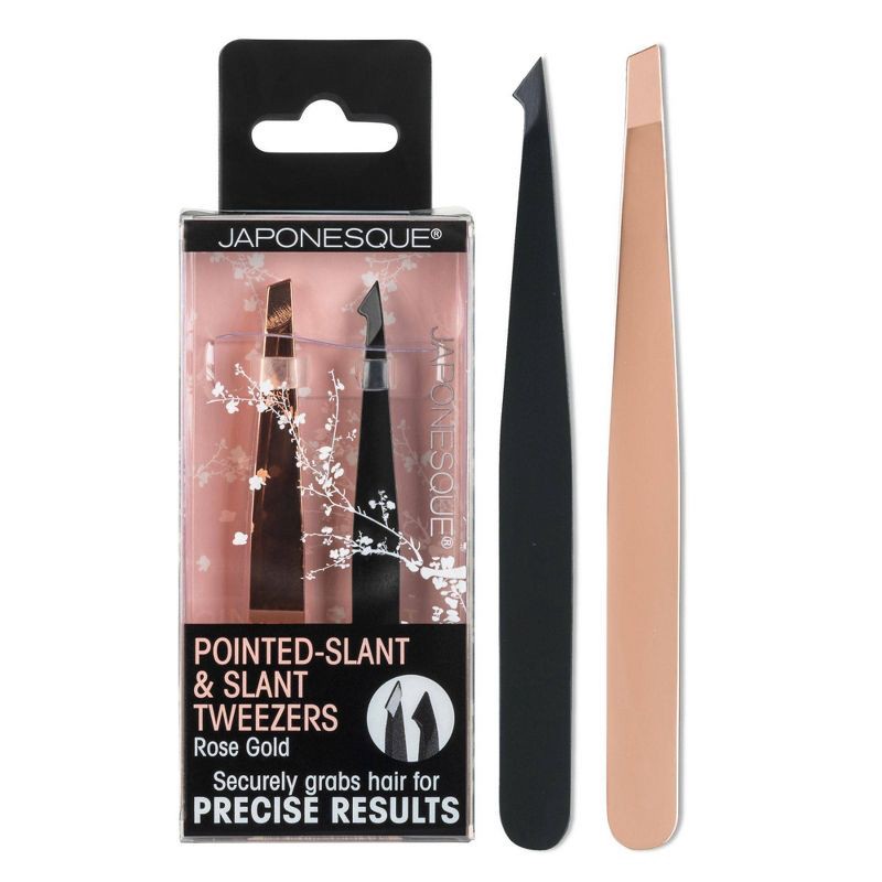 slide 1 of 8, JAPONESQUE Pointed-Slant & Slant Tweezers - Rose Gold, 1 ct