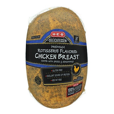 slide 1 of 1, H-E-B Rotisserie Flavored Chicken Breast, 1/2 lb