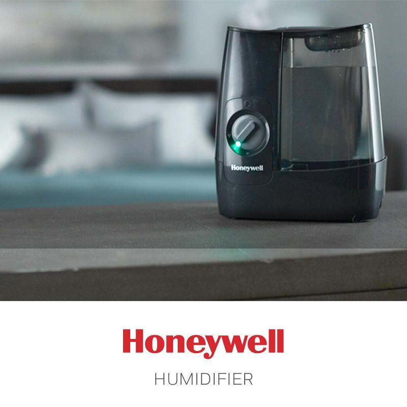 slide 8 of 8, Honeywell HWM845 Warm Mist Humidifier with Essential Oil Cup Filter Free Black: Quiet Operation, 24-Hour Run Time, ETL Listed, 1 ct