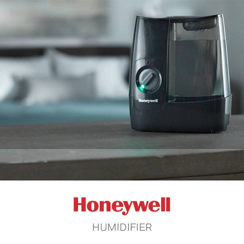 slide 8 of 8, Honeywell HWM845 Warm Mist Humidifier with Essential Oil Cup Filter Free Black: Quiet Operation, 24-Hour Run Time, ETL Listed, 1 ct