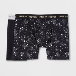 Pair of Thieves Men's Super Fit Print Boxer Briefs 2pk - Galaxy/Black XL: Moisture Wicking, Quick Drying, Mid Rise, Microfiber