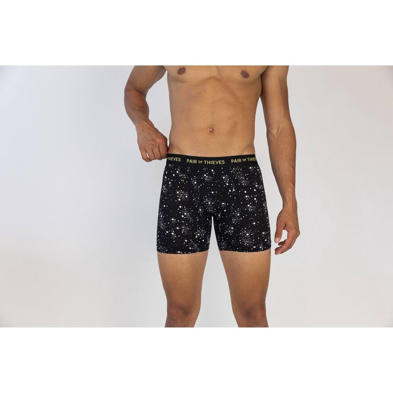 slide 3 of 8, Pair of Thieves Men's Super Fit Print Boxer Briefs 2pk - Galaxy/Black S: Moisture Wicking, Quick Drying Fabric, 2 ct