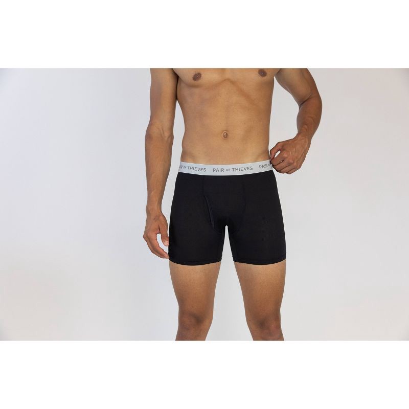 slide 6 of 8, Pair of Thieves Men's Super Fit Boxer Briefs 2pk - Galaxy/Black M: Moisture-Wicking, Quick-Dry, Mid Rise, Microfiber Polyamide, 2 ct