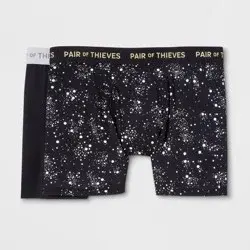 Pair of Thieves Men's Super Fit Boxer Briefs 2pk - Galaxy/Black M: Moisture-Wicking, Quick-Dry, Mid Rise, Microfiber Polyamide