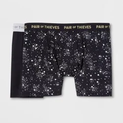 Pair of Thieves Men's Super Fit Print Boxer Briefs 2pk - Galaxy/Black L: Moisture Wicking, Quick Drying Fabric