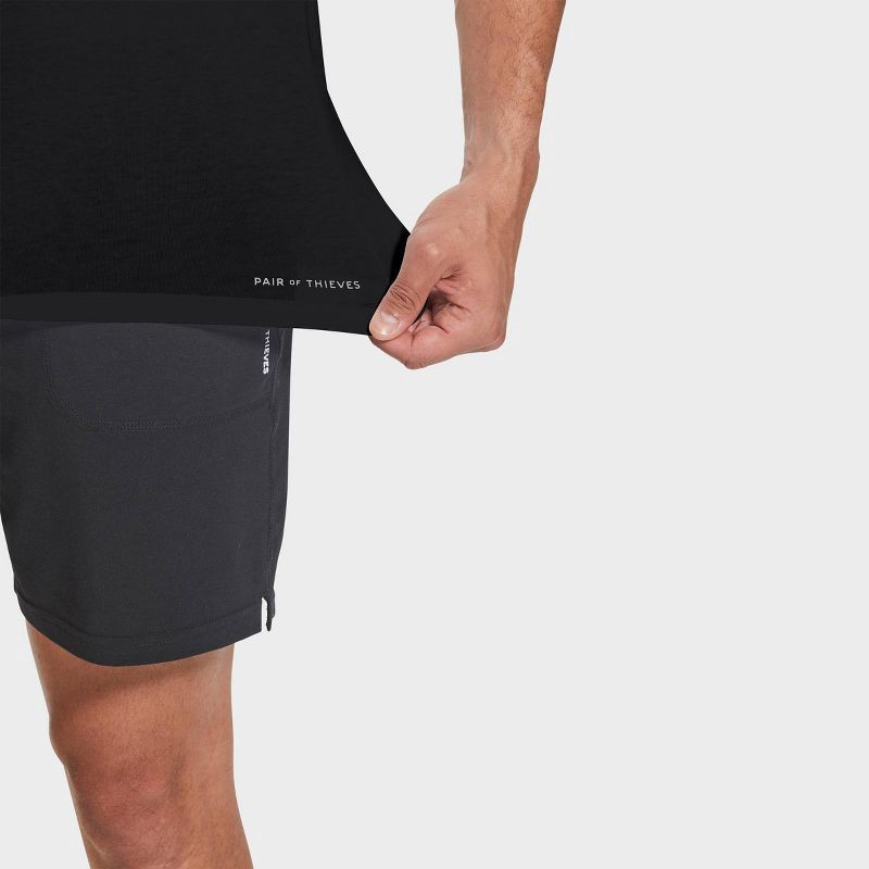 slide 7 of 9, Pair of Thieves Men's 2pk Crew Neck Undershirt - Black M: Midweight, Short Sleeve, Pullover, 2 ct