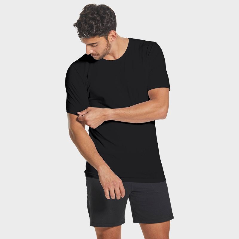 slide 8 of 9, Pair of Thieves Men's 2pk Crew Neck Undershirt - Black M: Midweight, Short Sleeve, Pullover, 2 ct