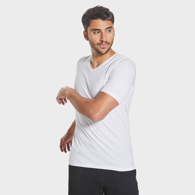 slide 6 of 6, Pair of Thieves Men's 2pk V-Neck Undershirt - White M: Midweight, Short Sleeve, Pullover, 2 ct