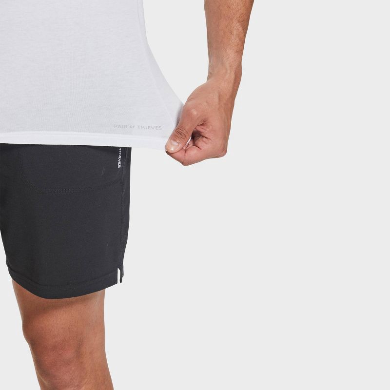 slide 4 of 8, Pair of Thieves Men's 2pk Crew Neck Undershirt - White L: Midweight Cotton Blend, Short Sleeve, Pullover Style, 2 ct