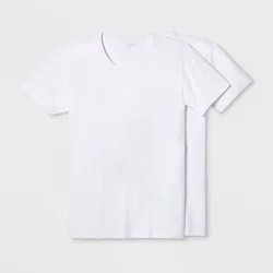 Pair of Thieves Men's 2pk Crew Neck Undershirt - White L: Midweight Cotton Blend, Short Sleeve, Pullover Style
