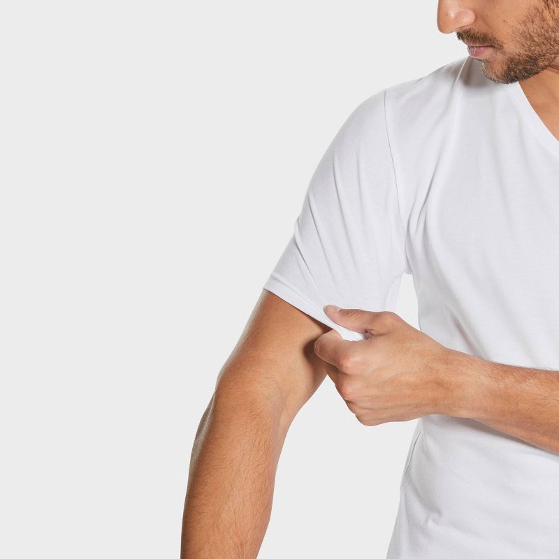 slide 4 of 6, Pair of Thieves Men's 2pk V-Neck Undershirt - White L: Midweight, Jersey Fabric, 2 ct