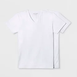 Pair of Thieves Men's 2pk V-Neck Undershirt - White L: Midweight, Jersey Fabric