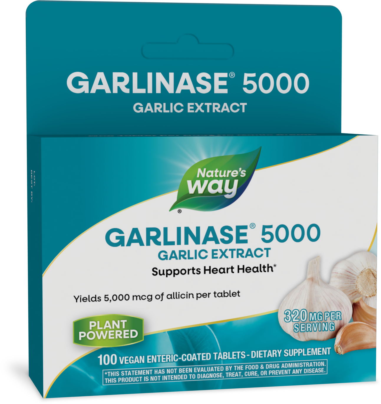 slide 1 of 5, Nature's Way Garlinase 5000, Garlic Extract, Supports Heart Health*, Odor-Free, Vegan, 100 Tablets, 100 ct