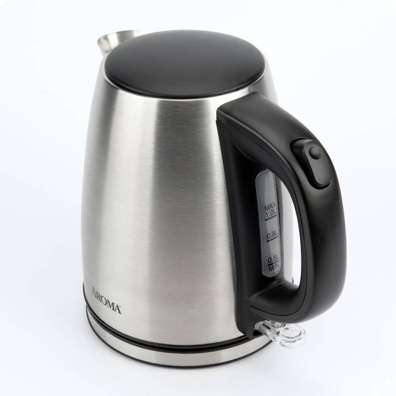 slide 2 of 15, Aroma 1L Electric Water Kettle - Stainless Steel: Tea Kettle, Water Heater, Overheat Protection, 360° Rotating Base, 1 liter