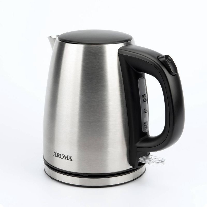 slide 4 of 15, Aroma 1L Electric Water Kettle - Stainless Steel: Tea Kettle, Water Heater, Overheat Protection, 360° Rotating Base, 1 liter
