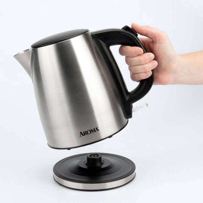 slide 8 of 15, Aroma 1L Electric Water Kettle - Stainless Steel: Tea Kettle, Water Heater, Overheat Protection, 360° Rotating Base, 1 liter